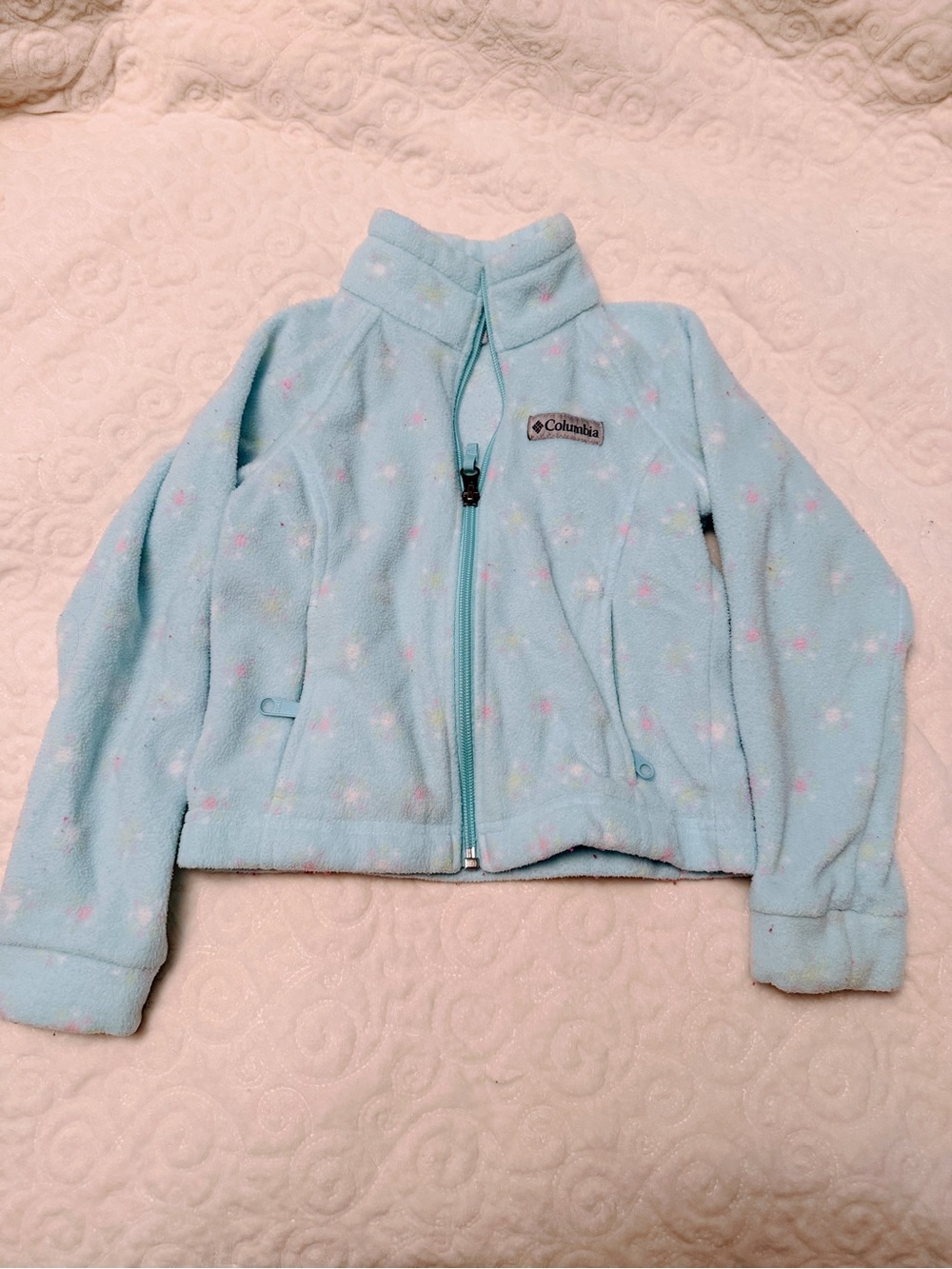 Columbia Light Blue Girls' Fleece Jacket with Pastel Star Print